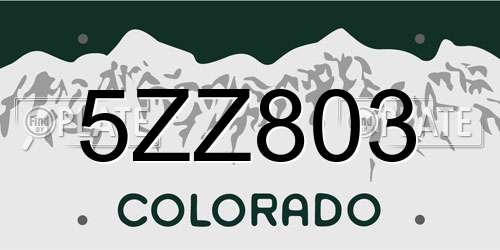 5ZZ803 Colorado License Plate
