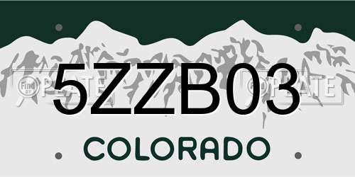 5ZZB03 Colorado License Plate