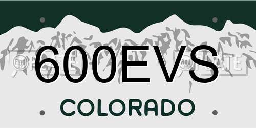 600EVS Colorado License Plate