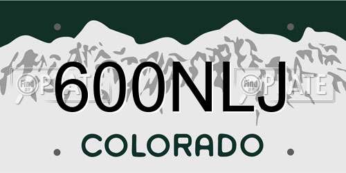 600NLJ Colorado License Plate