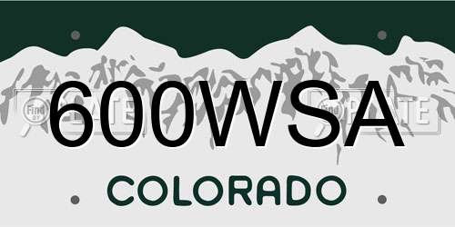 600WSA Colorado License Plate