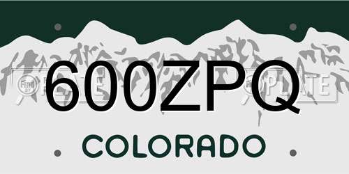 600ZPQ Colorado License Plate