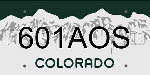 601AOS Colorado License Plate