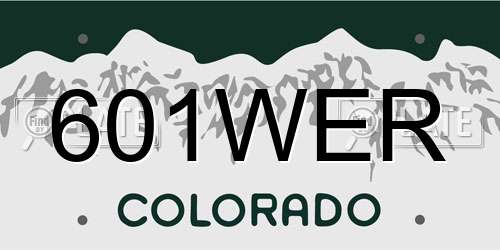 601WER Colorado License Plate