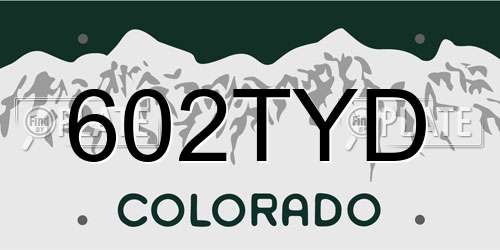 602TYD Colorado License Plate