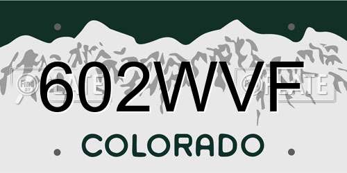 602WVF Colorado License Plate