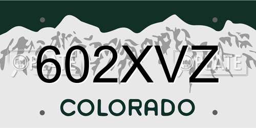 602XVZ Colorado License Plate
