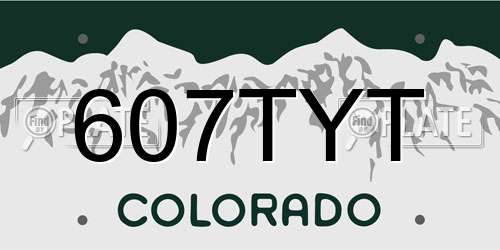 607TYT Colorado License Plate