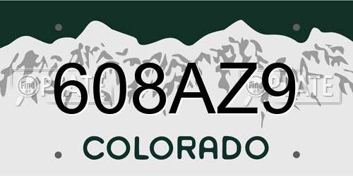 608AZ9 Colorado License Plate