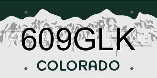 609GLK Colorado License Plate