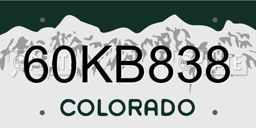 60KB838 Colorado License Plate