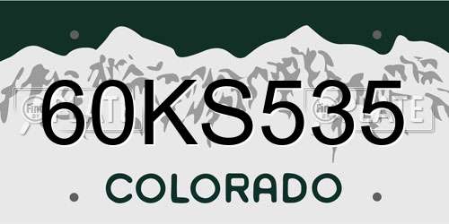 60KS535 Colorado License Plate