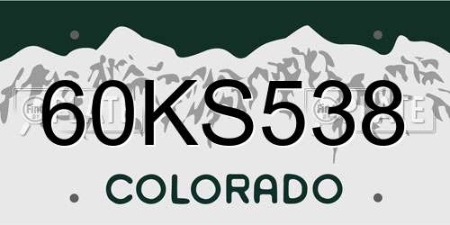 60KS538 Colorado License Plate