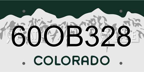 60OB328 Colorado License Plate