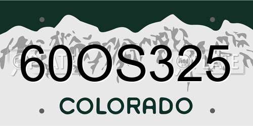 60OS325 Colorado License Plate