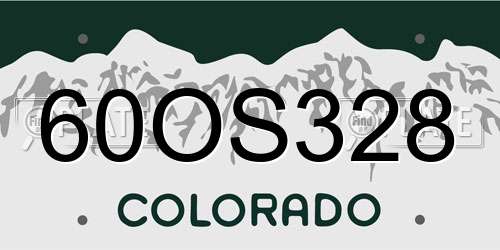 60OS328 Colorado License Plate