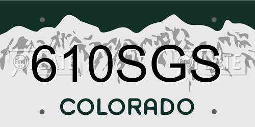 610SGS Colorado License Plate