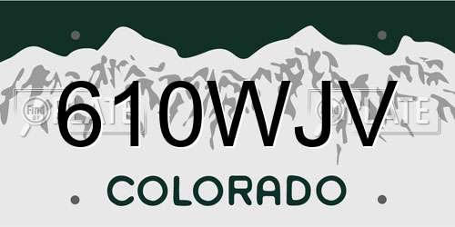 610WJV Colorado License Plate