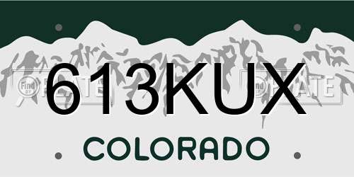 613KUX Colorado License Plate