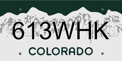 613WHK Colorado License Plate