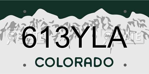 613YLA Colorado License Plate