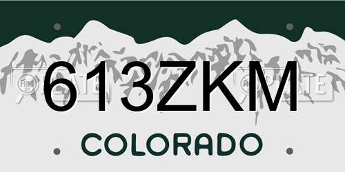 613ZKM Colorado License Plate