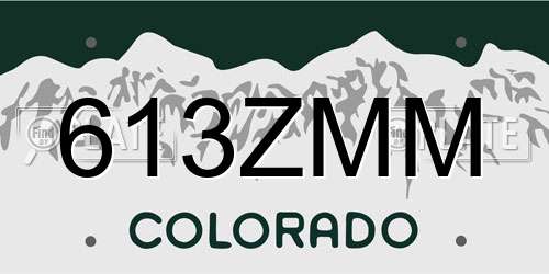 613ZMM Colorado License Plate