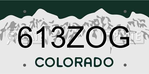 613ZOG Colorado License Plate