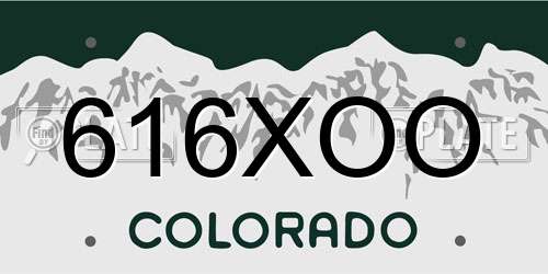 616XOO Colorado License Plate