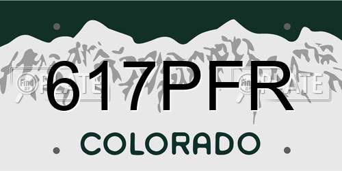 617PFR Colorado License Plate