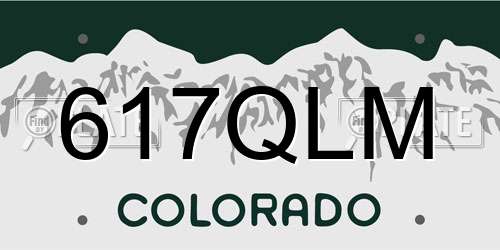 617QLM Colorado License Plate