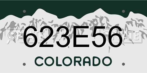 623E56 Colorado License Plate