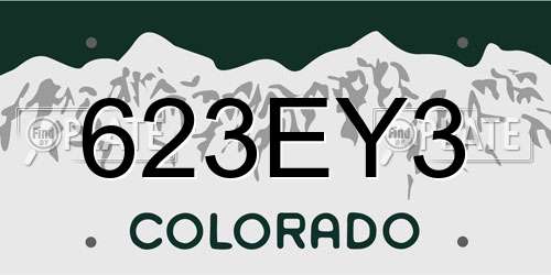 623EY3 Colorado License Plate