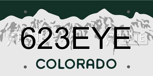 623EYE Colorado License Plate