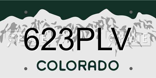 623PLV Colorado License Plate