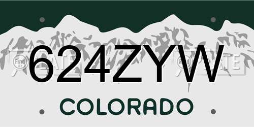624ZYW Colorado License Plate