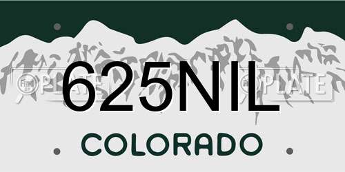 625NIL Colorado License Plate