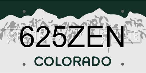 625ZEN Colorado License Plate
