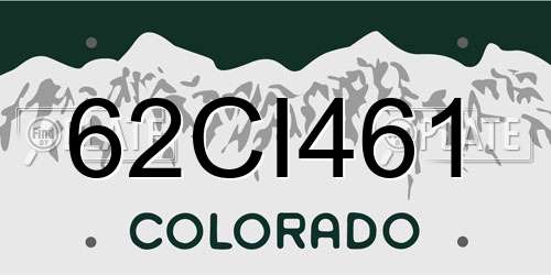 62CI461 Colorado License Plate