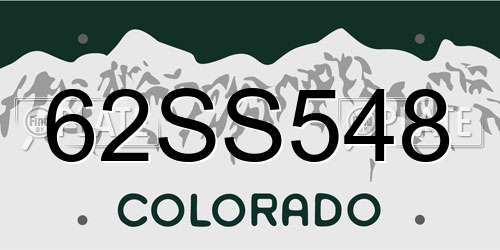 62SS548 Colorado License Plate