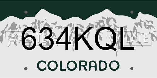 634KQL Colorado License Plate