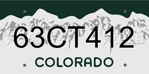 63CT412 Colorado License Plate