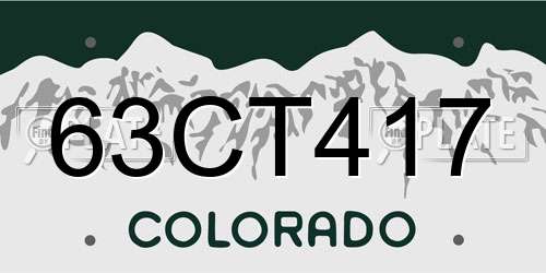 63CT417 Colorado License Plate