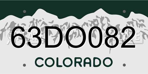 63DO082 Colorado License Plate