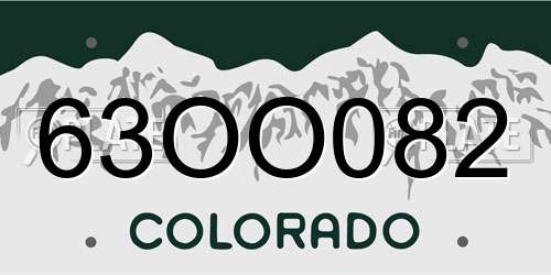 63OO082 Colorado License Plate