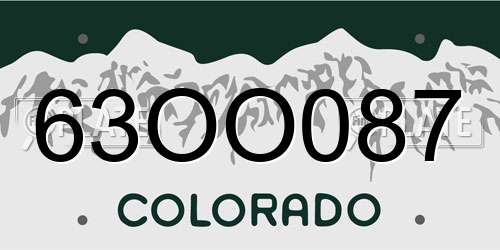 63OO087 Colorado License Plate