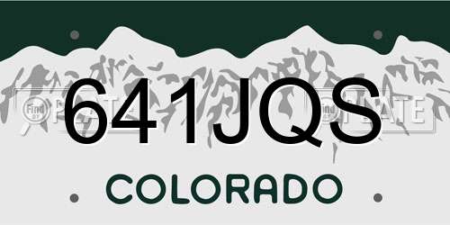 641JQS Colorado License Plate