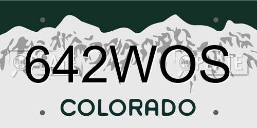 642WOS Colorado License Plate