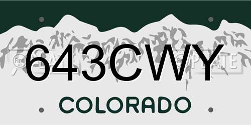 643CWY Colorado License Plate