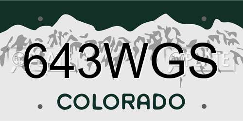 643WGS Colorado License Plate